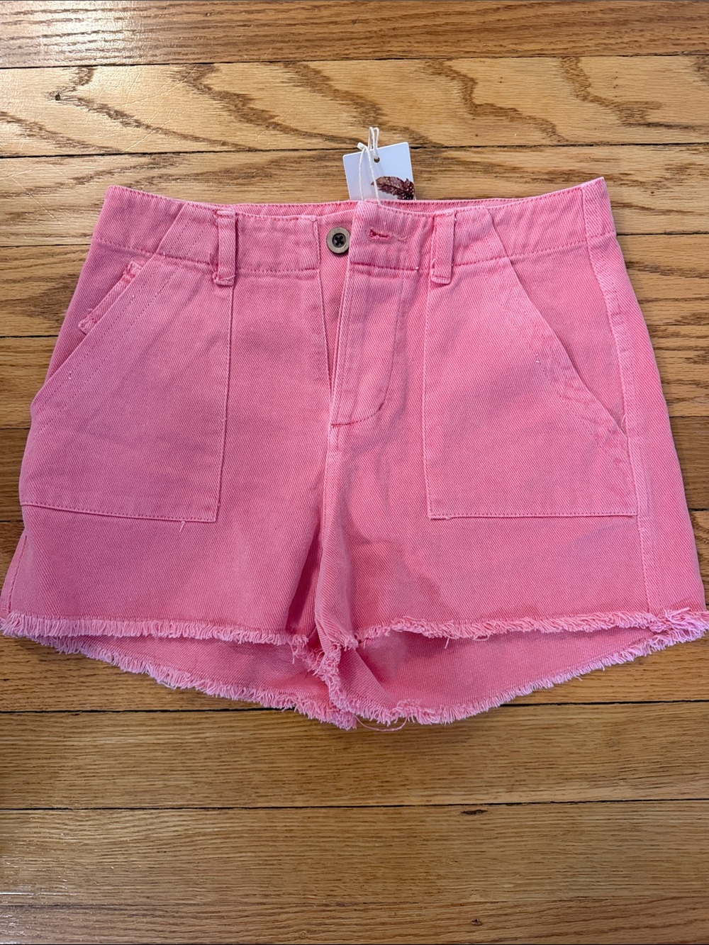 Chelsea & Violet Pink Frayed Hem Denim Shorts